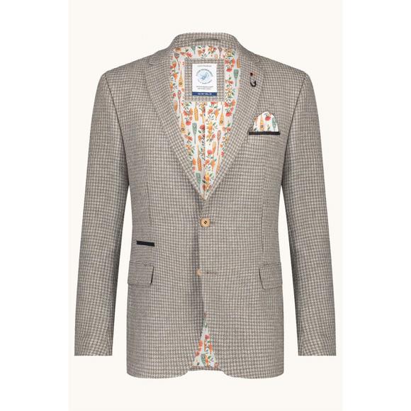 NEW A FISH NAMED FRED men's small check blazer in sand